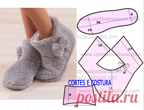 Pantufas femininas passo a passo do molde com medidas