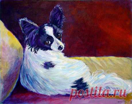 Glamor - Papillon Dog by Lyn Cook Glamor - Papillon Dog Painting by Lyn Cook