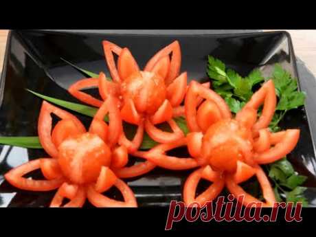 Simple and Easy Beautiful Tomato Flower Decoration Carving Garnish!