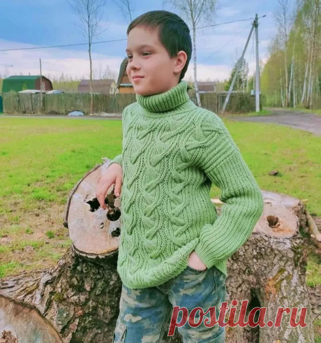 Свитер спицами для мальчика 10-12 лет - KNITTLY.ART