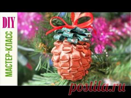 ШИШКА НоВоГоДнЯя ИЗ ЛЕНТ / DIY: Christmas Pine Cone with Ribbons ✿ NataliDoma
