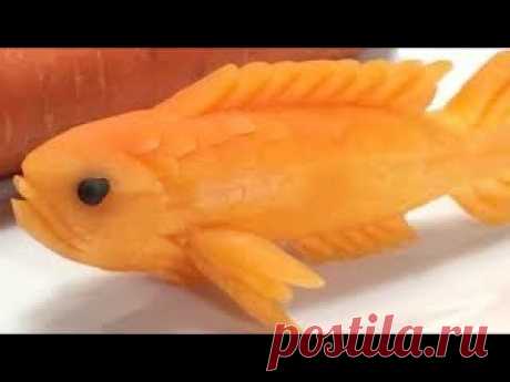 Art Beautiful Carrot Fish Carving, Carrot Decoration,Design.