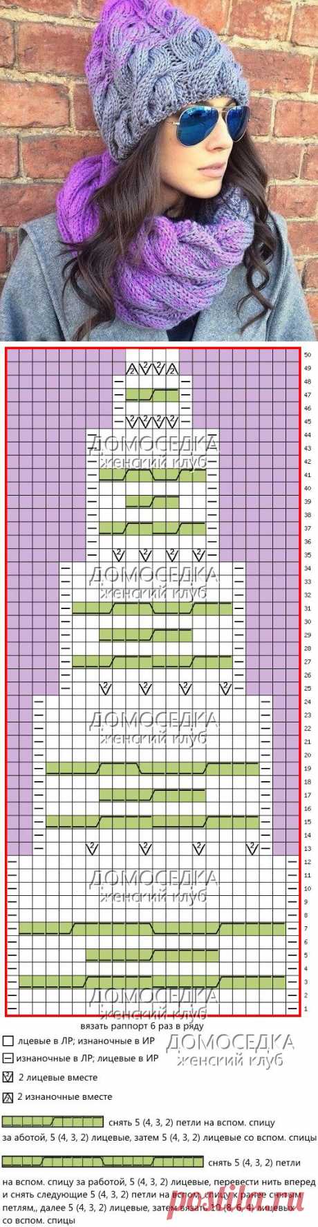 Схема вязания шапки с косами | ДОМОСЕДКА