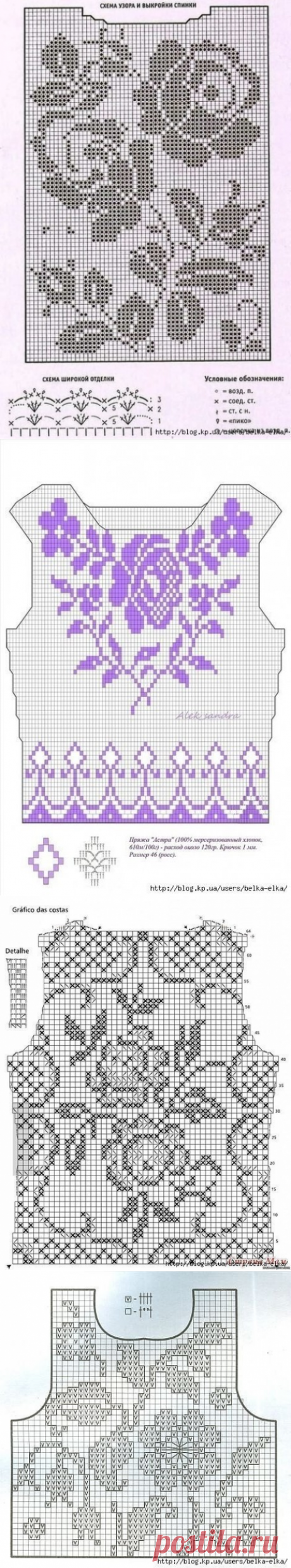 Схемы вязания женской одежды в филейной технике