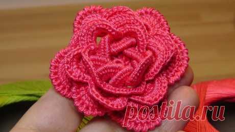 Уроки вязания Литке Татьяны | Как связать объёмную РОЗУ крючком - crochet flowers the roses