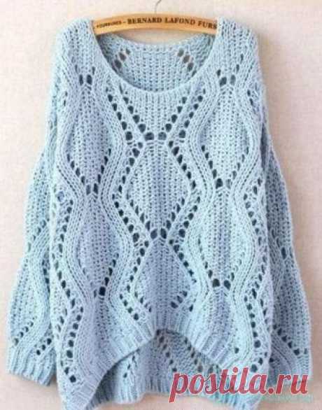 Вяжем свитер спицами. Красивый узор для вязания спицами.  