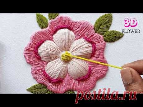 Most Beautiful 3D flower design| hand embroidery flower design| Kadhai design