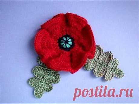 Как вязать мак Урок20 How to crochet poppy Cómo amapola crochet - YouTube