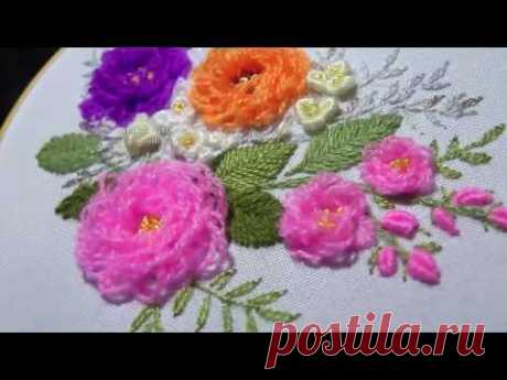 EMBROIDERY: FLOWERS Turkish stitch / ВЫШИВКА:  ЦВЕТЫ