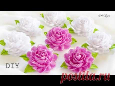 (520) РЕЗИНКИ ДЛЯ ВОЛОС, МК / DIY Scrunchy with Kanzashi flowers - YouTube