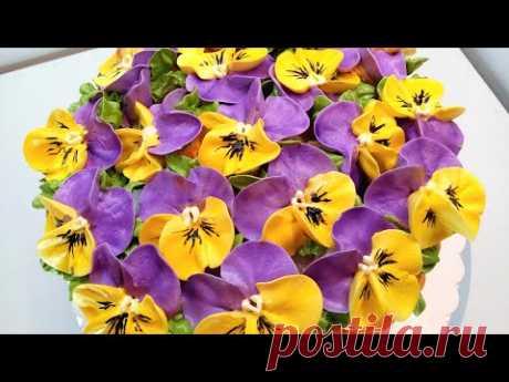 Тортик "Анютины глазки"(крем БЗК). /Cake "Pansy"(protein custard).