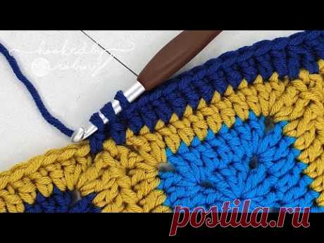 Crochet FLAT BORDER EDGING for SOLID Granny Squares With no Ruffling | Easy Crochet Tip