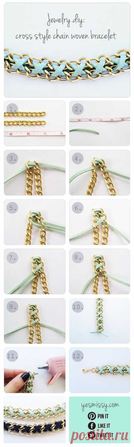 DIY Tutorial DIY Friendship Bracelet / DIY Bracelet: Cross Style Chain Woven Bracelet - Bead&Cord