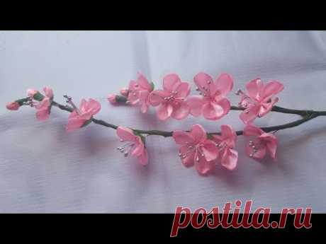 cara membuat bunga sakura dari pita satin