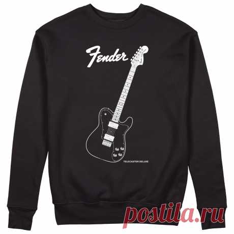 Женский свитшот «Fender Telecaster. Гитара. Guitar. Фендер. Rock.» цвет черный - дизайнер принта Kaplio