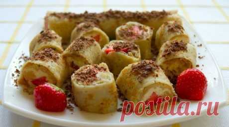 Вкусные и лёгкие сладкие роллы с творожно-фруктовой начинкой / Райская пища