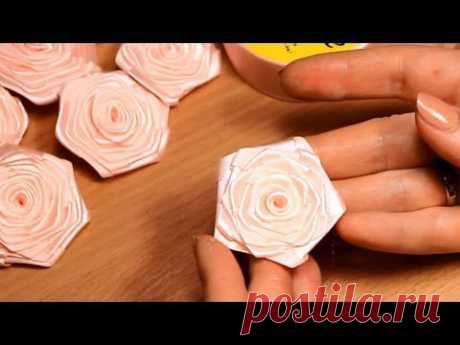 Плоская роза из атласной ленты шириной 2,5 см Видео Мастер Класс - YouTube