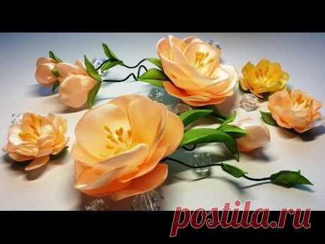 Ribbon flowers:quick and easy/Flores de las cintas:rápida y fácil/Цветы из лент:быстро и легко.МК