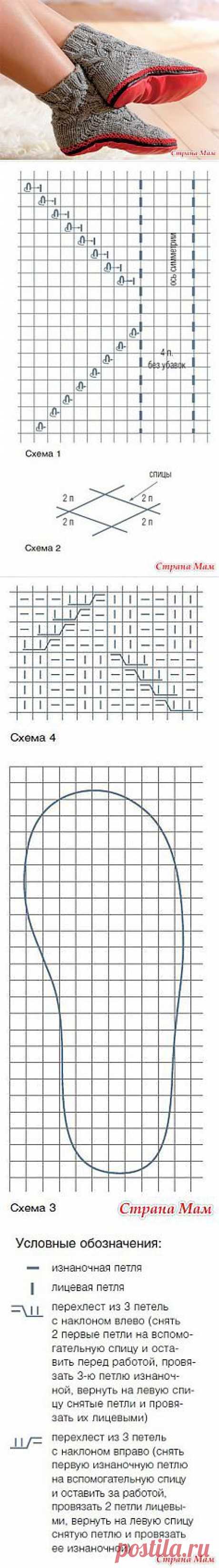 Как связать носки с подошвой: описание и схема: Дневник группы &quot;Вязание спицами&quot; - Страна Мам