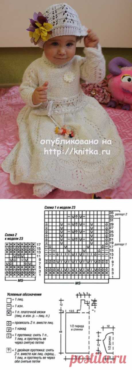 Крестильное платье спицами. Автор Любовь Афанасьева, Вязание для детей