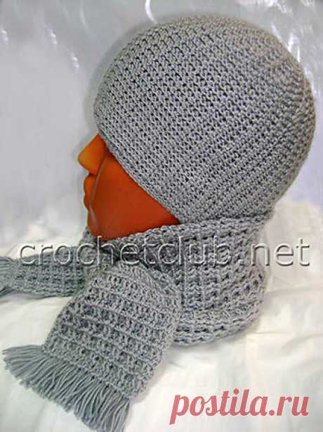 Вязаная шапочка и шарф для мальчика - Вязание Крючком. Блог Настика
