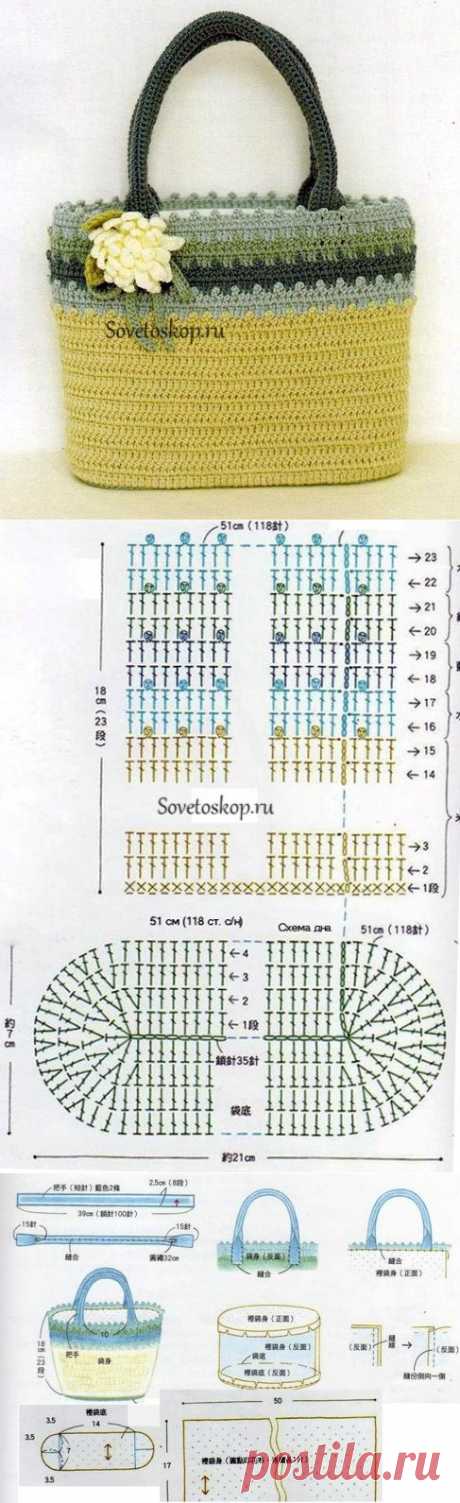сумка-корзинка крючком. от японцев
