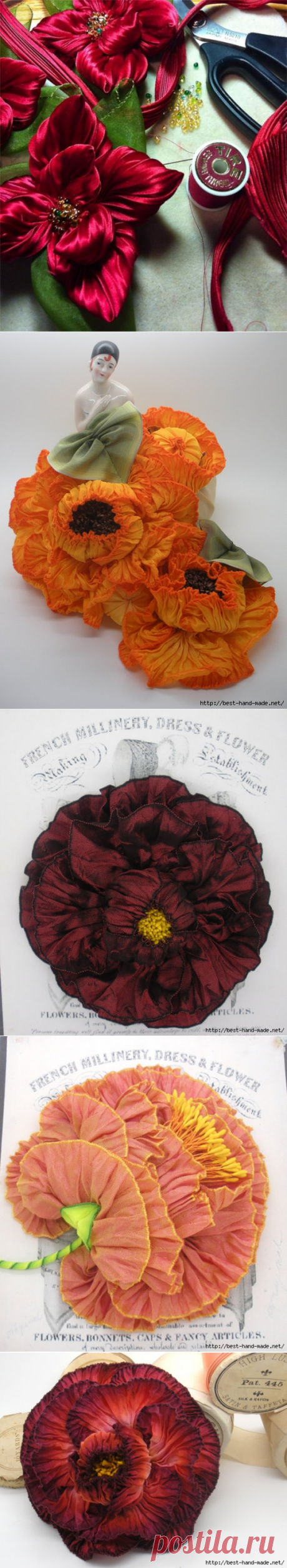 Цветы и броши в технике шибори — Рукоделие