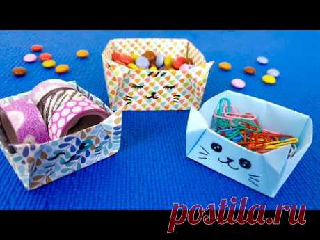 Оригами КОРОБОЧКА КОТЯТА | DIY Органайзер | Origami Box. ПОДЕЛКИ ИЗ БУМАГИ СВОИМИ РУКАМИ.