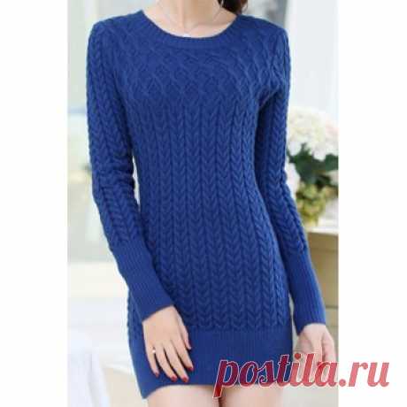 Long Sleeves Solid Color Sweater Stylish Dress For Women pink black blue white (Long Sleeves Solid Color Sweater Stylish Dress For Wo) by www.irockbags.com