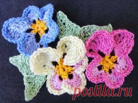 Цветок Анютины глазки Pansy Flower Crochet