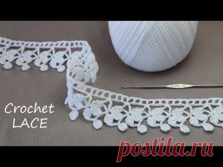 КРУЖЕВО простое вязание крючком МАСТЕР-КЛАСС для начинающих КАЙМА  Easy to Crochet Tape Lace pattern