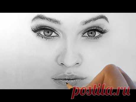 How to draw, shade realistic eyes, nose and lips with graphite pencils | Step by Step