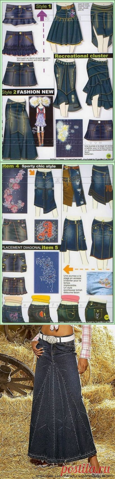 Подборка моделей юбок из джинсов