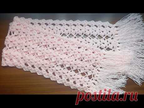 Bufanda con flores en punto Puff ( crochet )