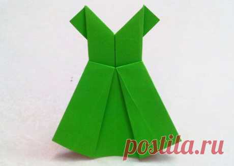 Оригами. Как сложить платье из бумаги