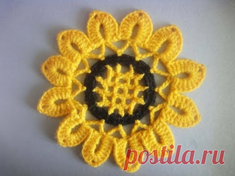 Мотив ПОДСОЛНУХ SUN FLOWER Crochet Motif