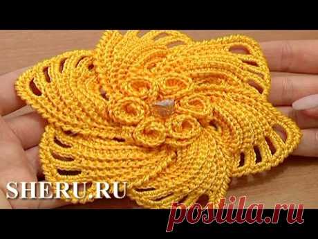 How to Crochet 6-Petal Flower Урок 59 Часть 1 из 2 Вязаный крючком цветок - YouTube