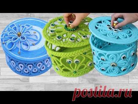 5 Beautiful jewelry box with woolen & newspaper | Diy jewelry box #2