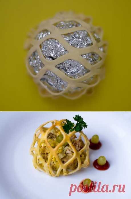 Салат с курицей и грибами в паутинке - пошаговый рецепт с фото - как приготовить - ингредиенты, состав, время приготовления - Леди Mail.Ru
