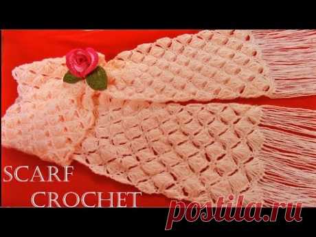 Como tejer a crochet bufanda fácil en punto conchas de abanico - Make Knitting Scarf Crochet