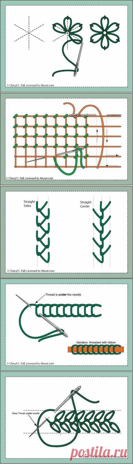 Виды швов в вышивке ПОДРОБНО В ИЛЛЮСТРАЦИЯХ