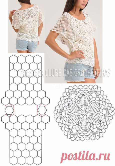 Hexagon motifs tunic | Вязание. Крючок. Модели