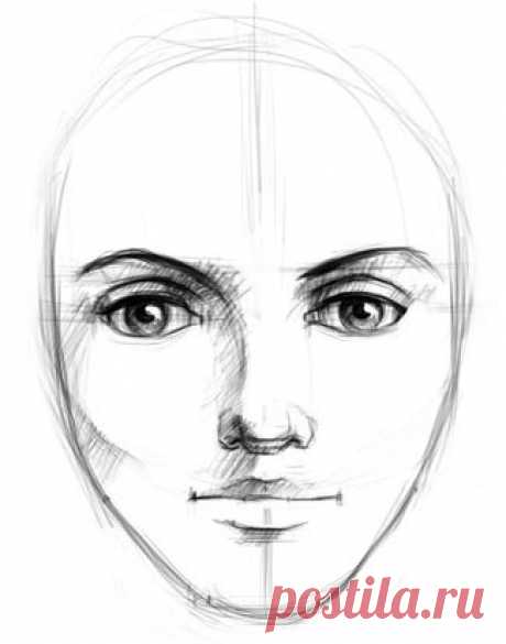 Основы рисования лица в анфас