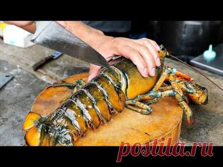 Тайская уличная еда - гигантский Омар подливка лапша Бангкок морепродукты Таиланд