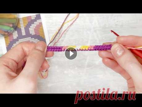 Жаккард крючком. Присоединение/смена цвета. Tapestry crochet - How to attach/change colors (ENG SUB) Начало работы при вязании жаккарда крючком. Присоединение и смена цвета в жаккарде. Схема доступна на канале на вкладке "Сообщество". Tapest...