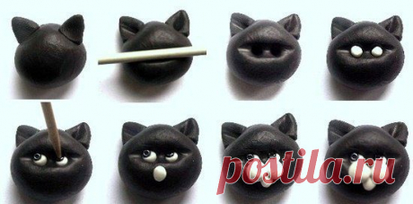 Мордочка котика из полимерной глины или пластилина