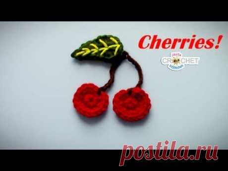 Crochet Cherries Applique Tutorial - Back To School Fun!