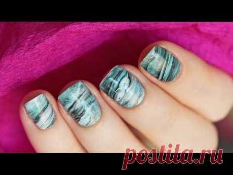 Stone marble nail art / Мраморный дизайн обычным лаком