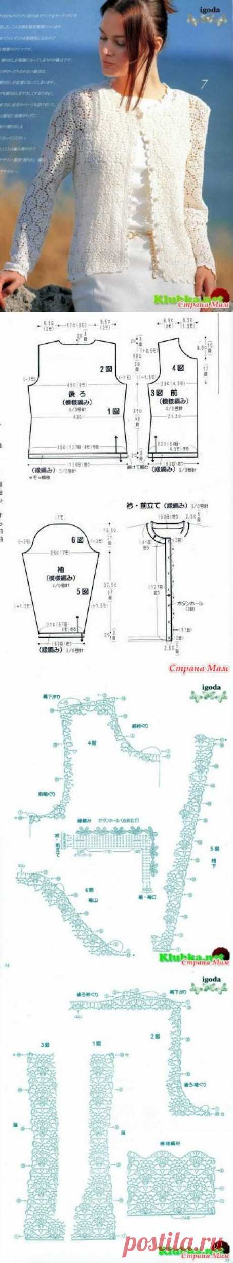 Ажурный жакет крючком. - ВЯЗАНАЯ МОДА+ ДЛЯ НЕМОДЕЛЬНЫХ ДАМ - Страна Мам