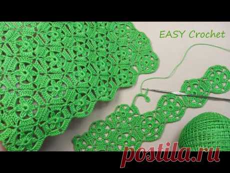 Легкий УЗОР без отрыва нити!!! ВЯЗАНИЕ КРЮЧКОМ безотрывный способ  SUPER EASY Pattern Crochet